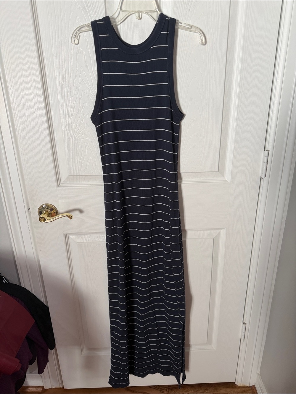 Striped Navy Sleeveless Maxi Dress universal thread, medium